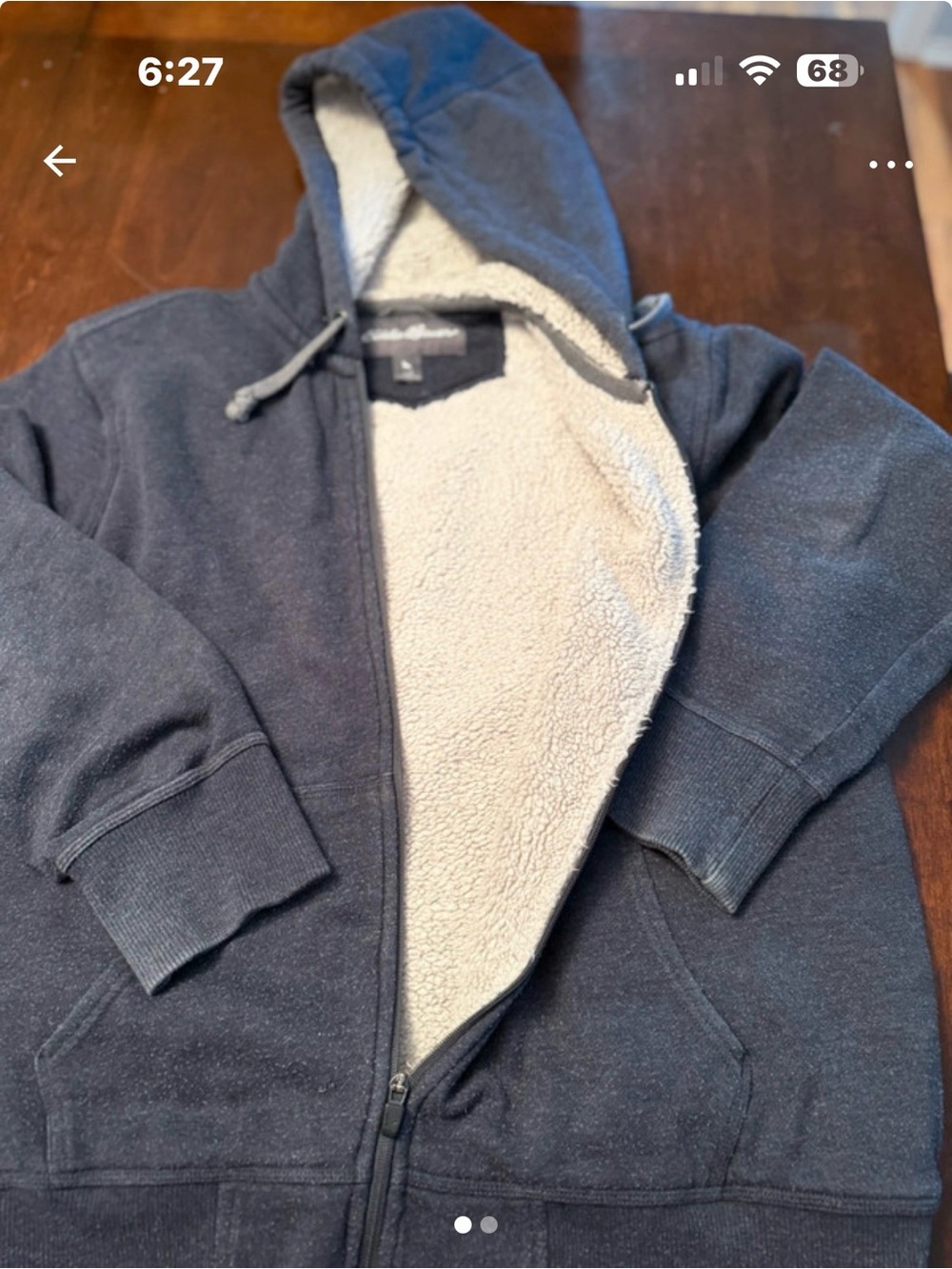 Sherpa-Lined Navy Zip Hoodie